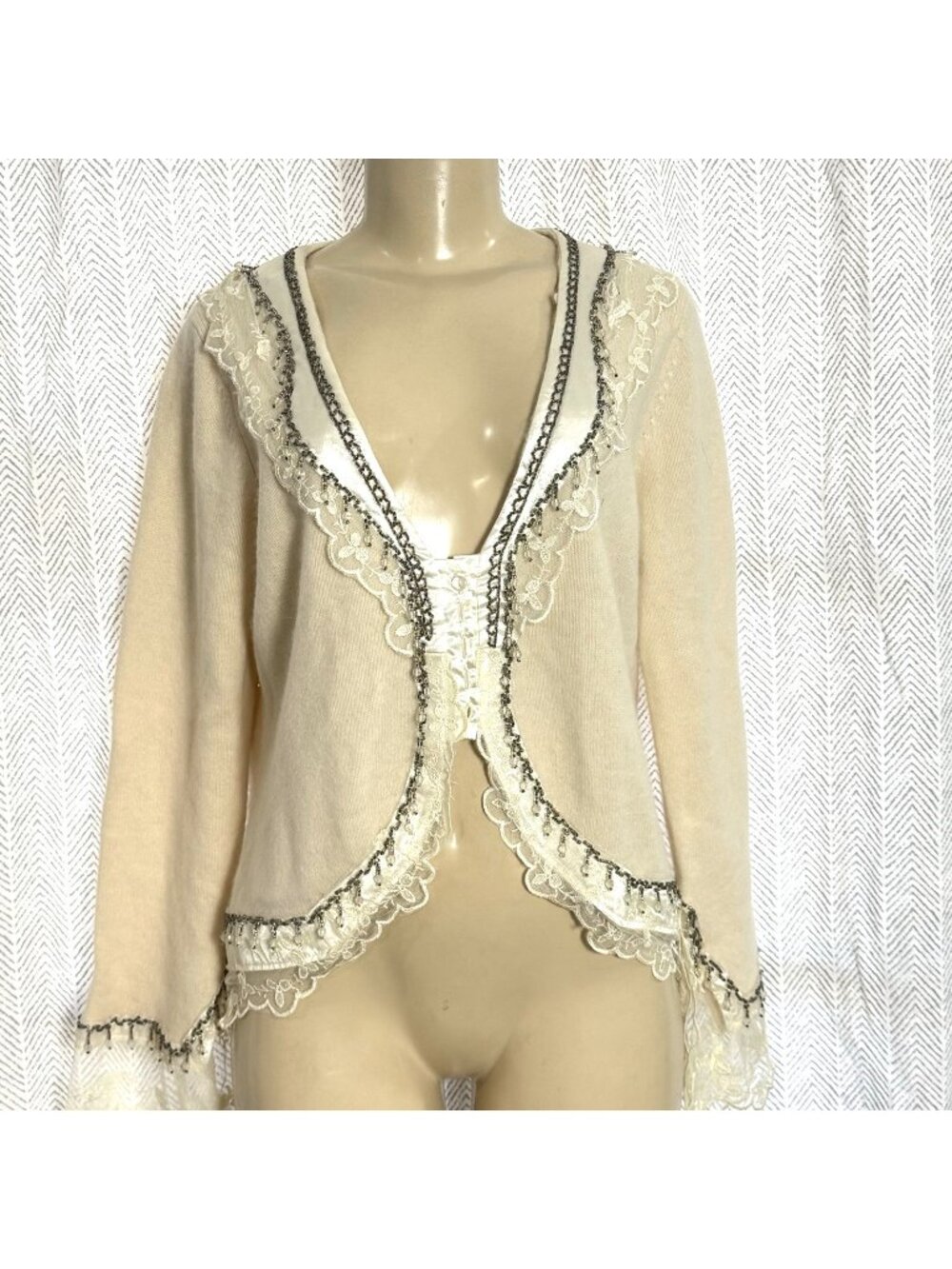 Wool Cardigan Large Lambswool Angora Cottagecore Renaissance Vintage Chadwick's